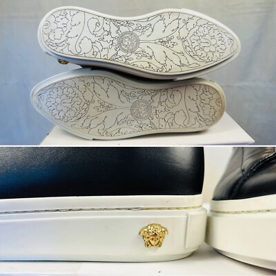 Authentic Black Versace Unique Sneakers Gold 3D Medusa, Size 37.5