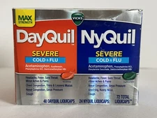 Vicks DayQuil NyQuil Severe Cold Flu Liquid Capsules - 72 Count EXP 2025