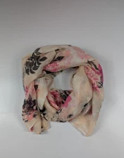 Floral Pink Black Flocked Textured Scarf Wrap 68" Rectangle Multipurpose Whimsy