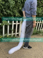 120cm 47" Extra long large Natural White Real Fox Tail Fur Tail Cosplay Toy