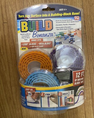 BUILD Bonanza works with LegoBlocks, Mega Bloks & Other Brands, Peel& Stick Tape