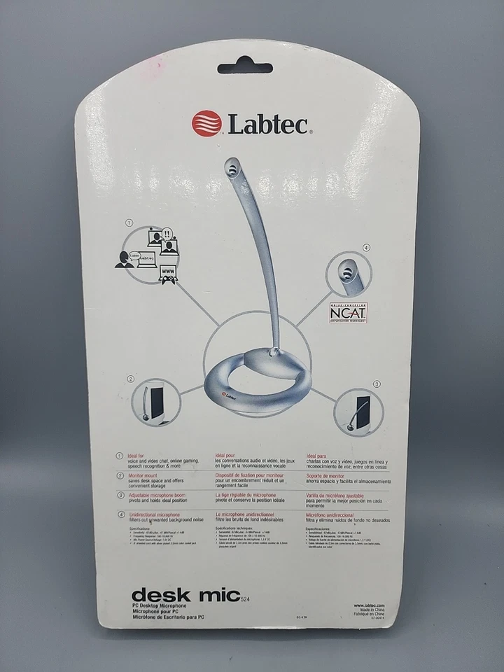 Labtec Mic 524 Microphone PC MAC Desktop Computer Unidirectional 980182-0403 - Image 2 of 4