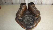 Vintage BRONZED BABY SHOES ASHTRAY  Missing Glass Still Works