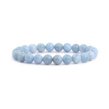 6mm Aquamarine Light Blue Stone Bead Bracelet