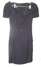 Black Fitted Dress w/Buttons in back  Acetate Poly Size 6