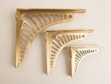 Satin Brass Sunrise Shelf Brackets - Heavy Duty Solid Brass