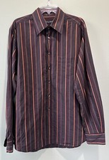 Dolce Gabbana Mens Dress Shirt Sz 17/43 XL Striped Purple Retro Formal Italy