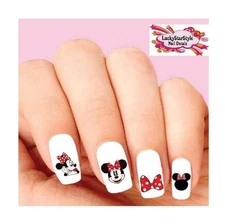 Waterslide Nail Decals Set of 20 - Minnie Mouse with Red Bow Assorted