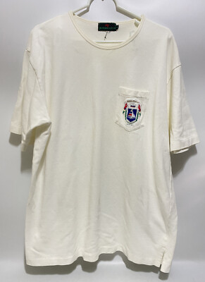 Vintage Abercrombie & Fitch Men's Embroidered Sailboat Royal Henley Shirt XL