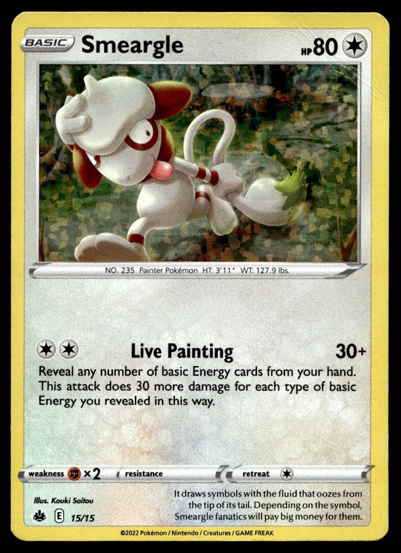 Smeargle 15/15 Pokemon Card McDonald's 2022 Promo Holo 80 HP Lightly Played B10
