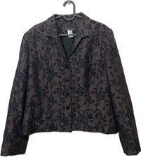 Jones New York Blazer Brown Black Floral Button Occasion Formal Lined Size 18