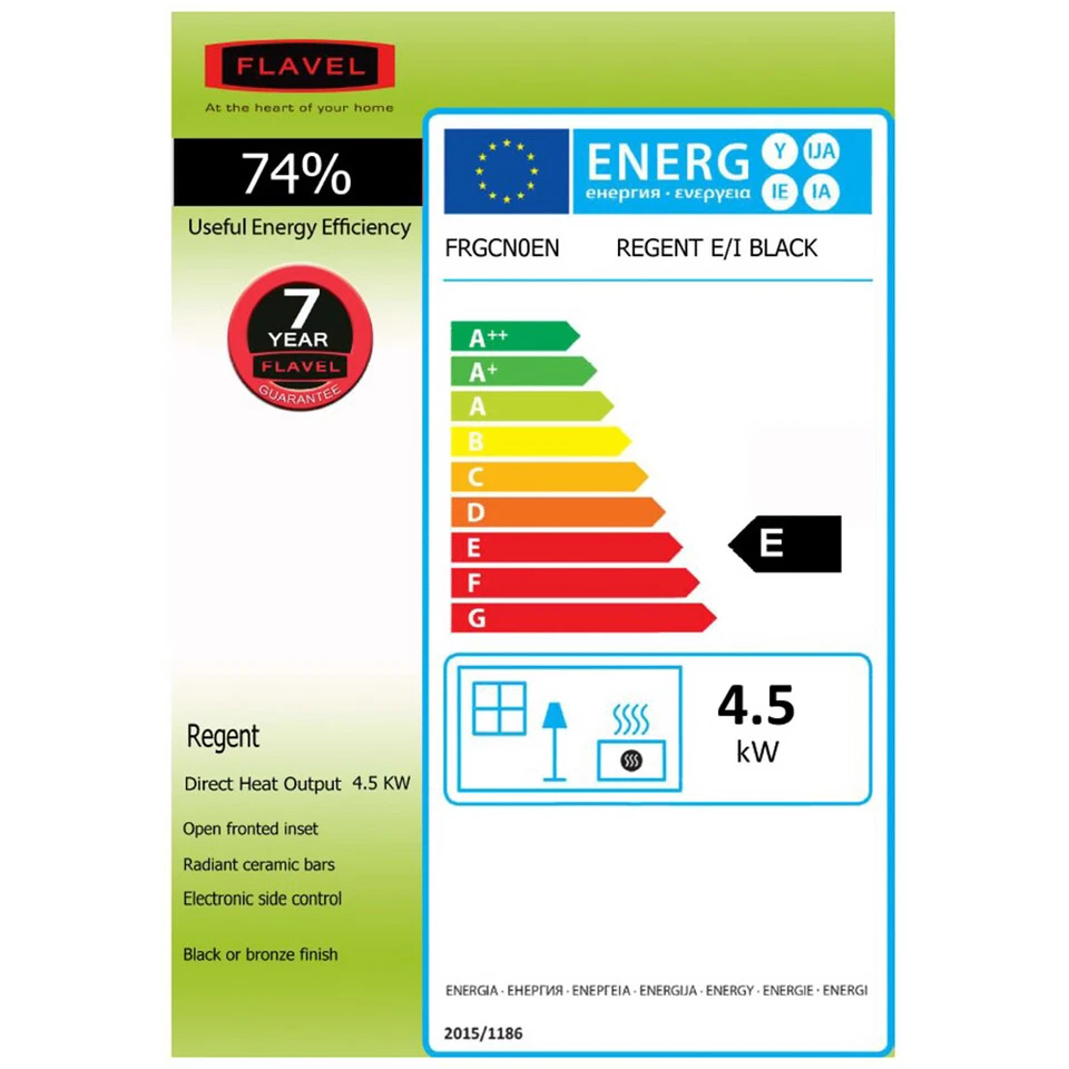 Flavel Regent Gas Fire Black FRGCN0EN 7 Year Warranty Radiant Fire - Image 2 of 4