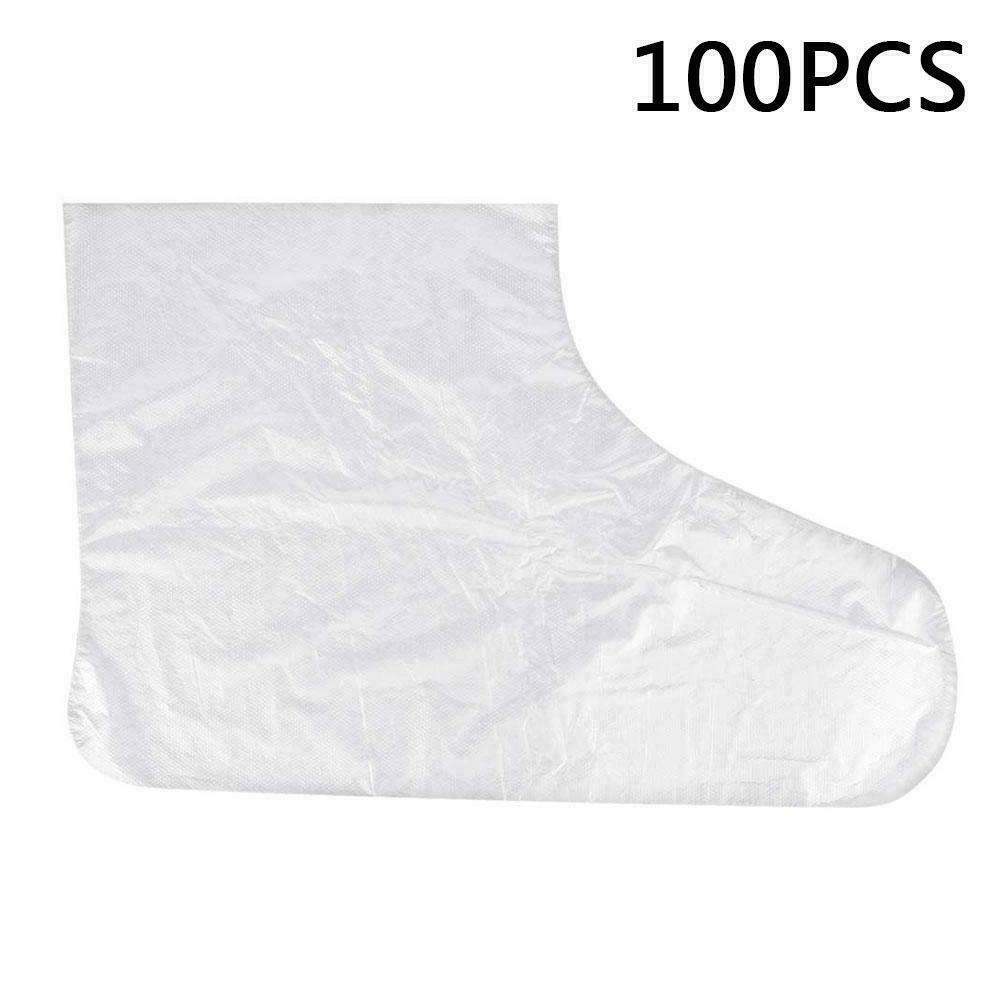 100pcs Disposable Plastic Foot Covers Bags Clear Booties Bath Paraffin Z3C2|U.S