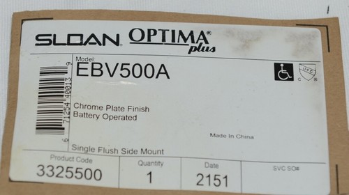 Sloan Optima Plus EBV500A montaje lateral empotrado cromado funciona con pilas - Imagen 7 de 8