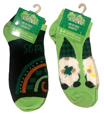 Irish Snome Kids Low Cut Socks Size 5-9 Green Black 2 Pair