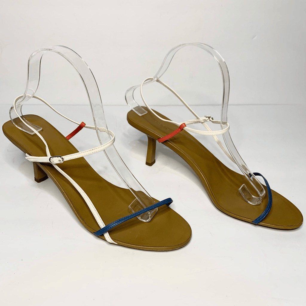 FILA THE ROW sandalo nudo 65 mm blu rosso bianco minimalista tacco con cinturino EU 40 5 US 10 5