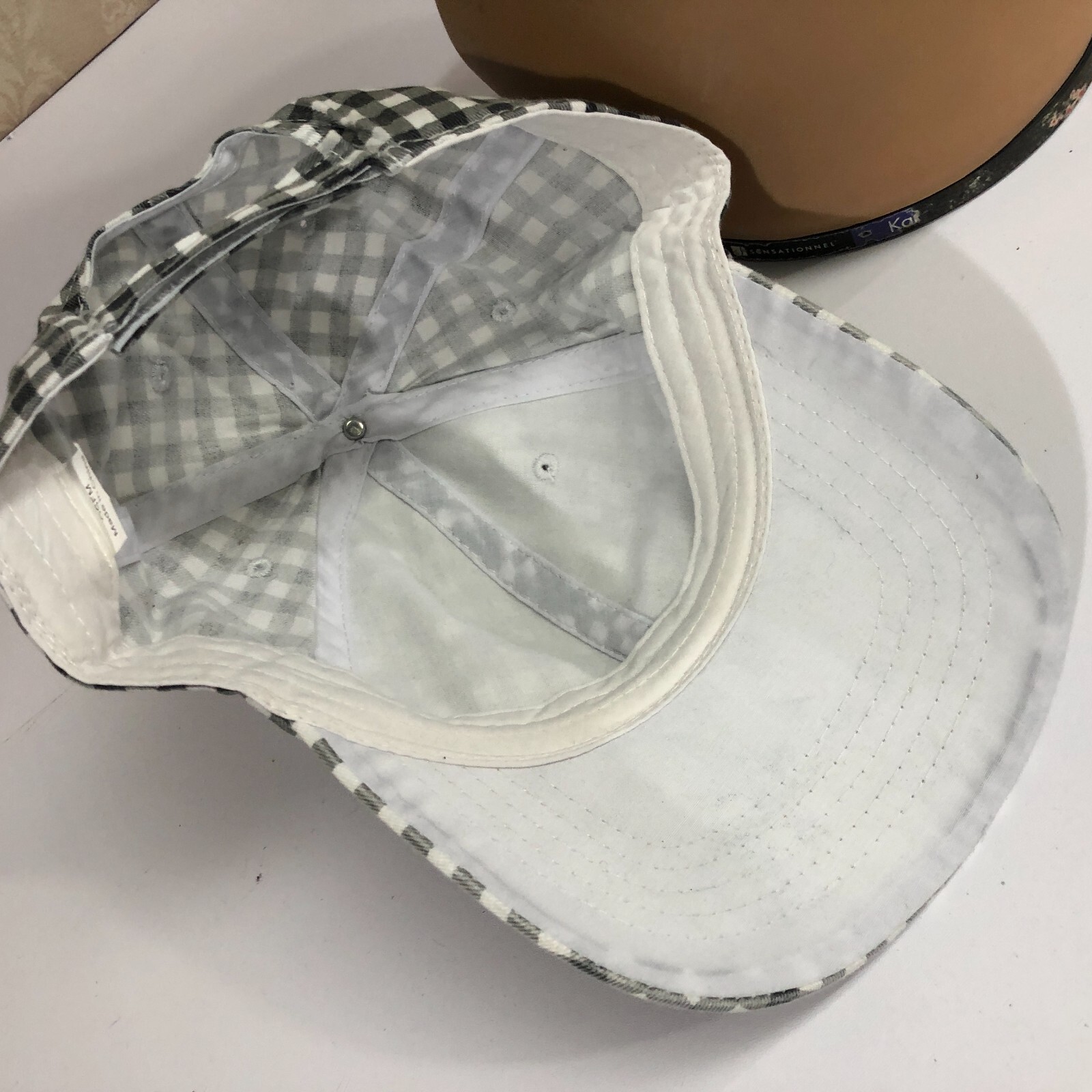 Blank Front Ballcap Checked Adjustable Baseball C… - image 4