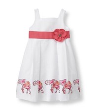 Janie  Jack Elephant Pique Dress w/ Bloomers Watercolor Oasis Sz 12-18M new NWT