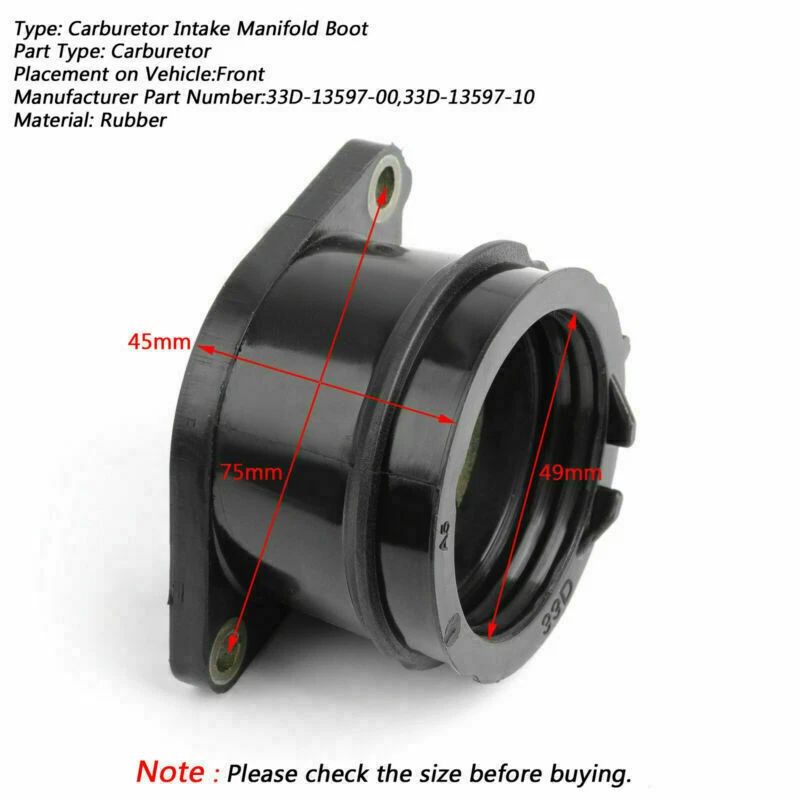 Carburetor Intake Manifold Boot Fit For  Yamaha YZ450F 2010-2017 YZ450FX 2016 Foto 2 de 4