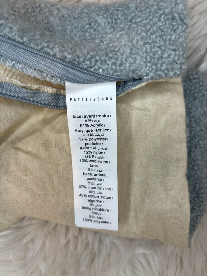 Pottery Barn Boucle Pillow CoverChambray Blue 20x20 eBay