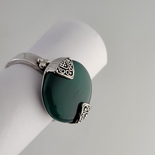 Sterling SUARTI Ring w/ Green Onyx ~ size 9.5 to 10 - 第 3/6 張圖片