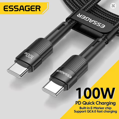 ESSAGER USB-C zu USB-C Kabel 100W PD   5A Schnellladen | 2 m