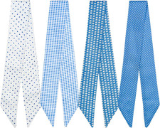 4 Pack Purse Scarf Handbags Skinny Twill Hair Scarves Narrow Neck Scarf Band Wom