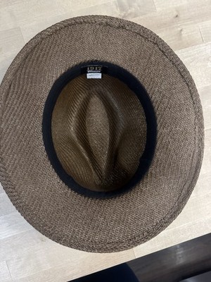Biltmore Elegant Tan Natural Toyo Straw  Fedora with Black Band Biltmore Natural Toyo Straw Sun Hat Size L Vintage Big Rim  main image 2