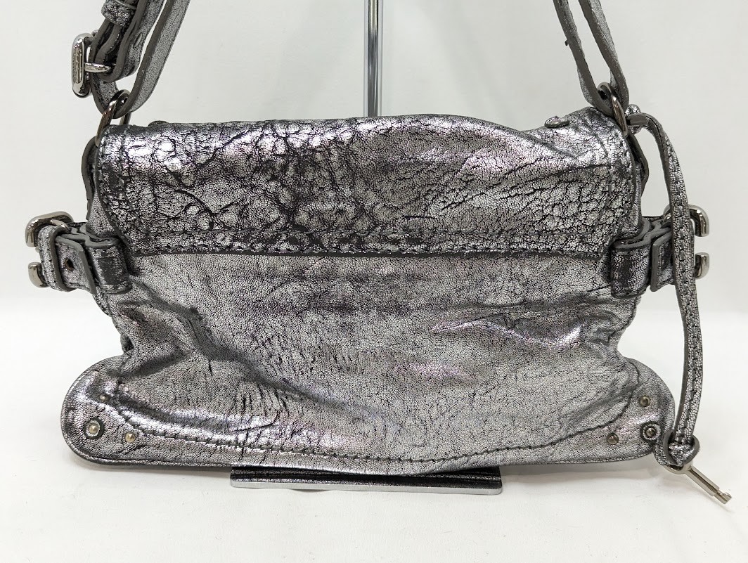 Chloe Paddington Leather Padlock Key Hand Bag Silver Women's