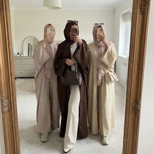 Long Dress Dubai Women Abaya Muslim Ramadan Open Kaftan Kimono Cardigan Islamic