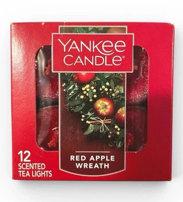 Yankee Candle Red Apple Wreath Scented Tea Lights 12 Holiday Fall Christmas - Image 1 of 4