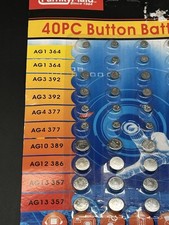 40pc Button Cell Assorted Coin Alkaline Batteries Watch Camera Calculator Toy
