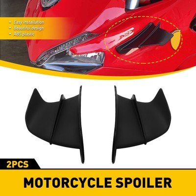 2PC For Motorcycle Carbon Fiber Winglet Side Spoiler Deflector Air Wing Black EW
