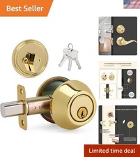 Keyed Single Cylinder Deadbolt Lock for Exterior, Round Design Dead... Fast Ship