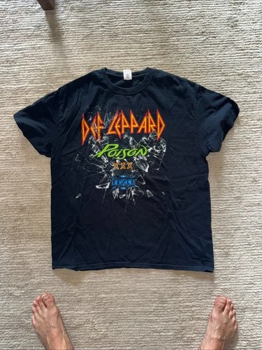 Def Leppard Poison Tesla Tour T Shirt Men Large Black Rock Concert 2017 Metal