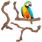 3-Piece Premium Bird Perch Stand with Natural Grape Wood Branch, Paw Grinding.