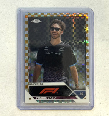 2023 Topps Chrome Formula 1 F1 #53 Pierre Gasly Gold Checker Flag X-Fractor /50