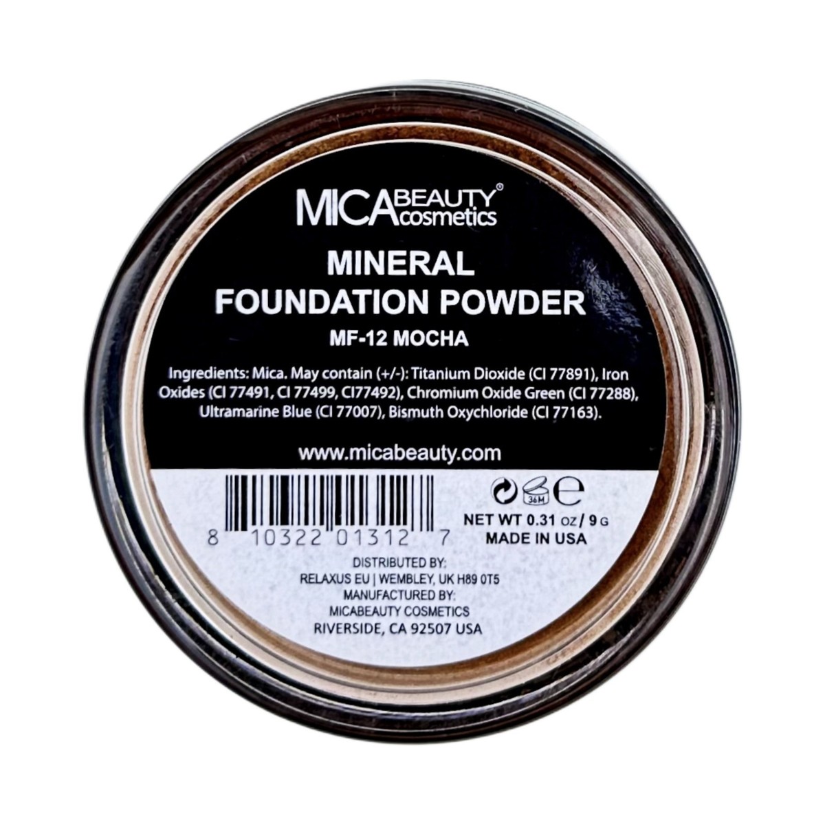 MICA BEAUTY Mineral Foundation Powder #MF-12 MOCHA 9G *BRAND NEW