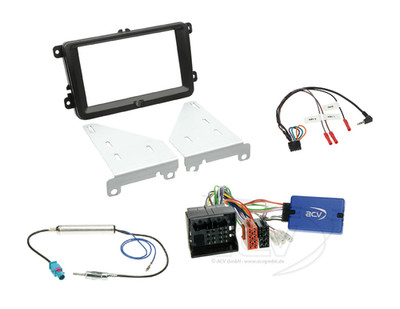 Set 2-DIN Blende + Multilead Lenkradinterface für VW CC (3C/35) 06/2008-08/2016