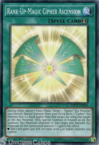 MP17-EN210 Rank-Up-Magic Cipher Ascension Common 1st Edition Mint Yu-Gi-Oh! Card