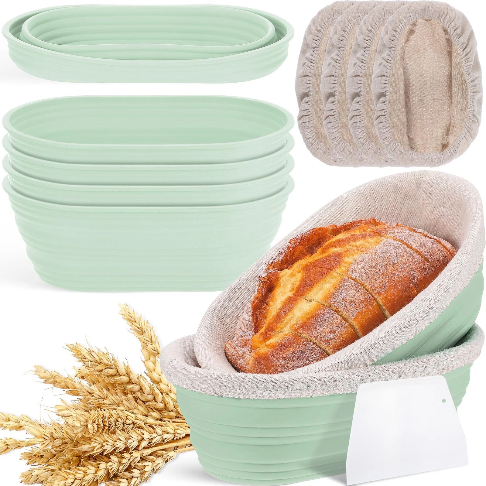 Nuogo 4 Pack Oval Bread Proofing Basket Silicone 10 Inch Collapsible Sourdoug...
Opens in a new wind