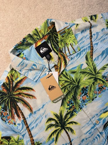 Quicksilver Hawaiian Shirt Mens Large Multicolor Button Down Organic Cotton Surf - Picture 2 of 11
