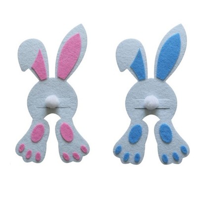4Pcs Easters Rabbit Shape Silverware Holder Cutter Fork Flatware Bags Decoratin