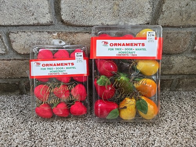 #ad #ad Kmart Homecraft NOS Vtg 70s 80s Christmas Fruit Ornaments Strawberries Pears $35.00