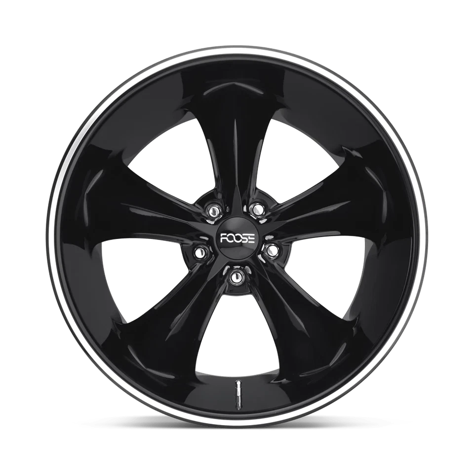 Foose Legend F104 17x7 +1 Gloss Black Milled Wheel 5x114.3 5x4.5 (QTY 4) — 第 2/4 张图片