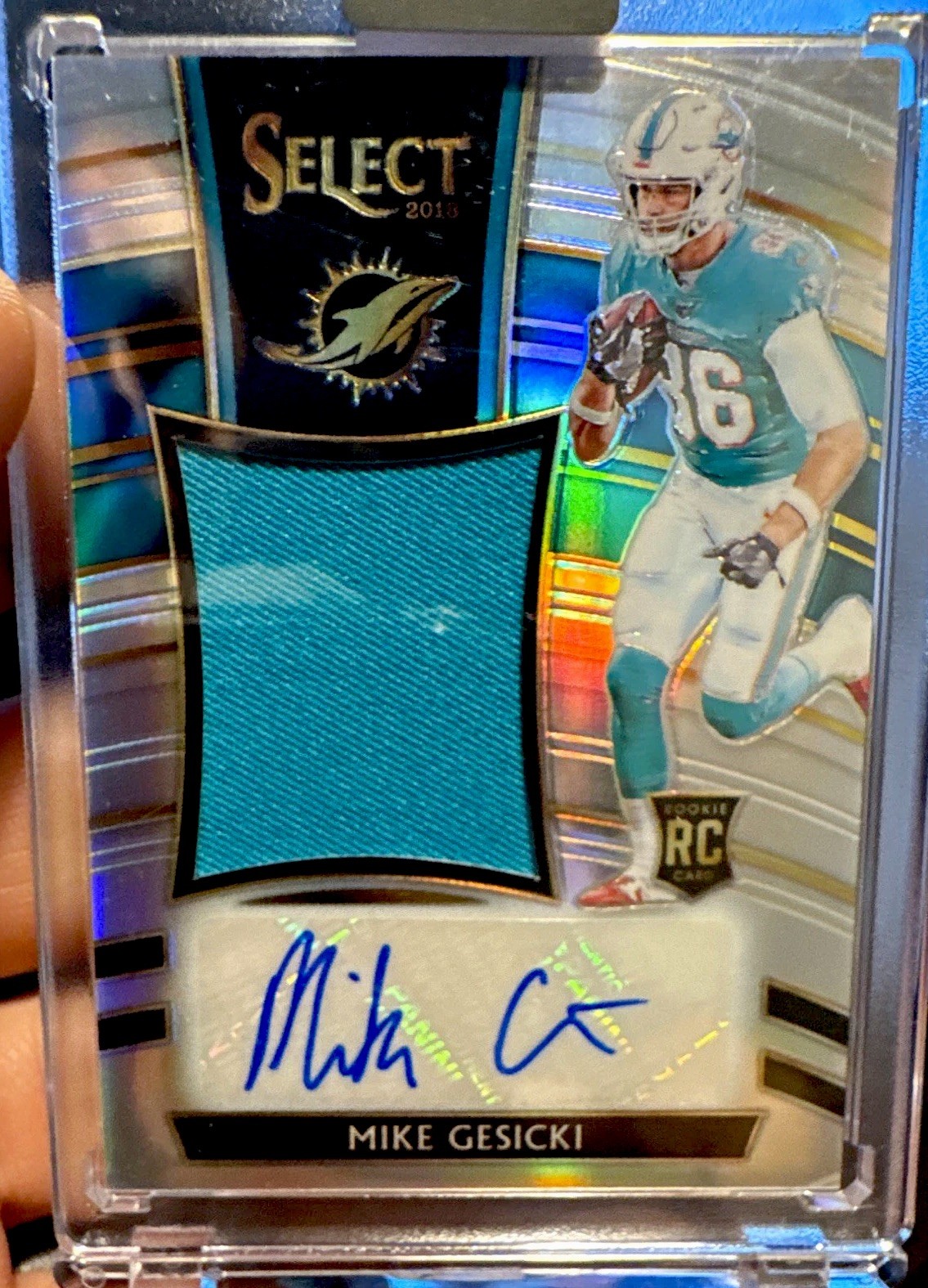 Panini 2018 Select Mike Gesicki Jumbo Rookie Signature Swatches Auto RC Mem /49