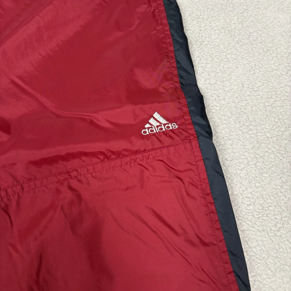 Vintage Y2K Adidas Side Stripe Track Pants Maroon Nylon Baggy Ankle Zip Men’s L - Image 3 of 4