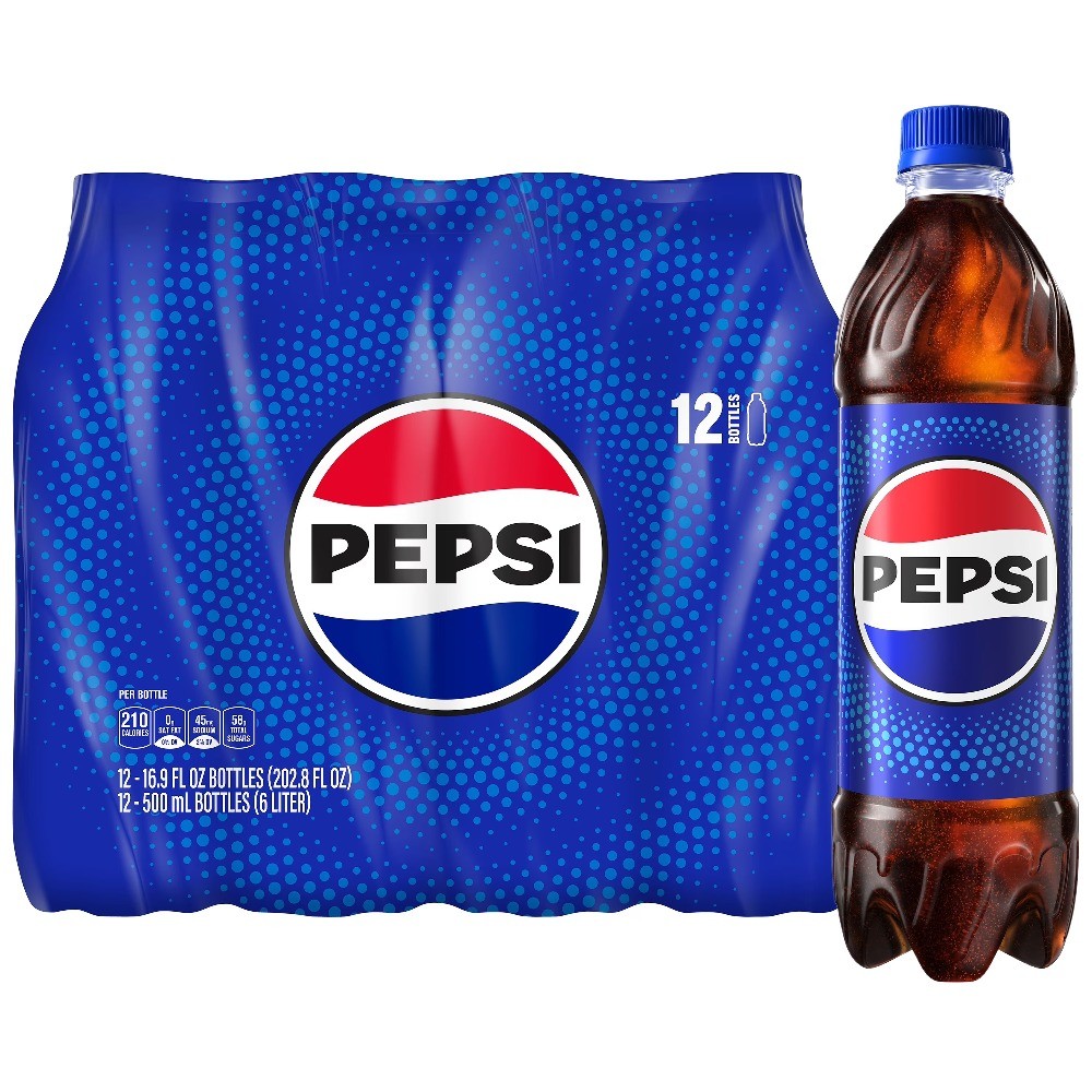 Pepsi Cola Soda Pop, 16.9 fl oz, 12 Pack Bottles