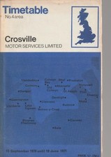 CROSVILLE BUS TIMETABLE BOOK NO.4 AREA DATED SEP 1970 WITH ROUTE MAP