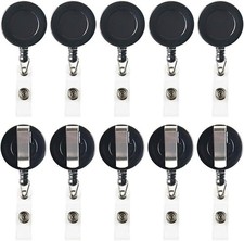Bulk 35 Pack - JANYUN Premium Black Badge Reels w/ stationary clip